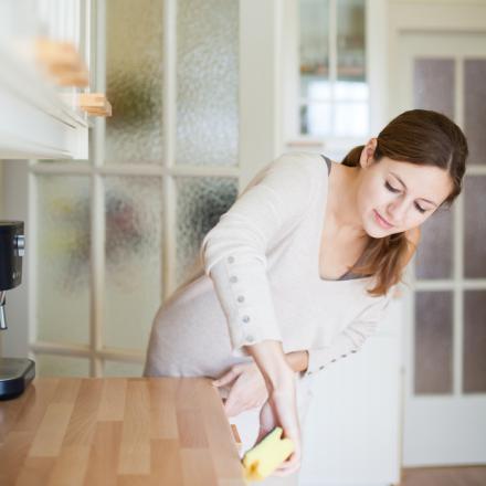 professional home cleaners bend as less as possible